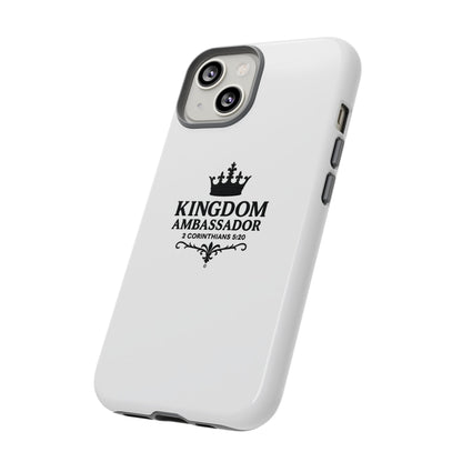 Kingdom Ambassador (Black Lettering) Rugged Phone Case, Inspirational Mobile Cover, Gift for Faith Lovers, Faith-Based Protector - Cross Apparel USA