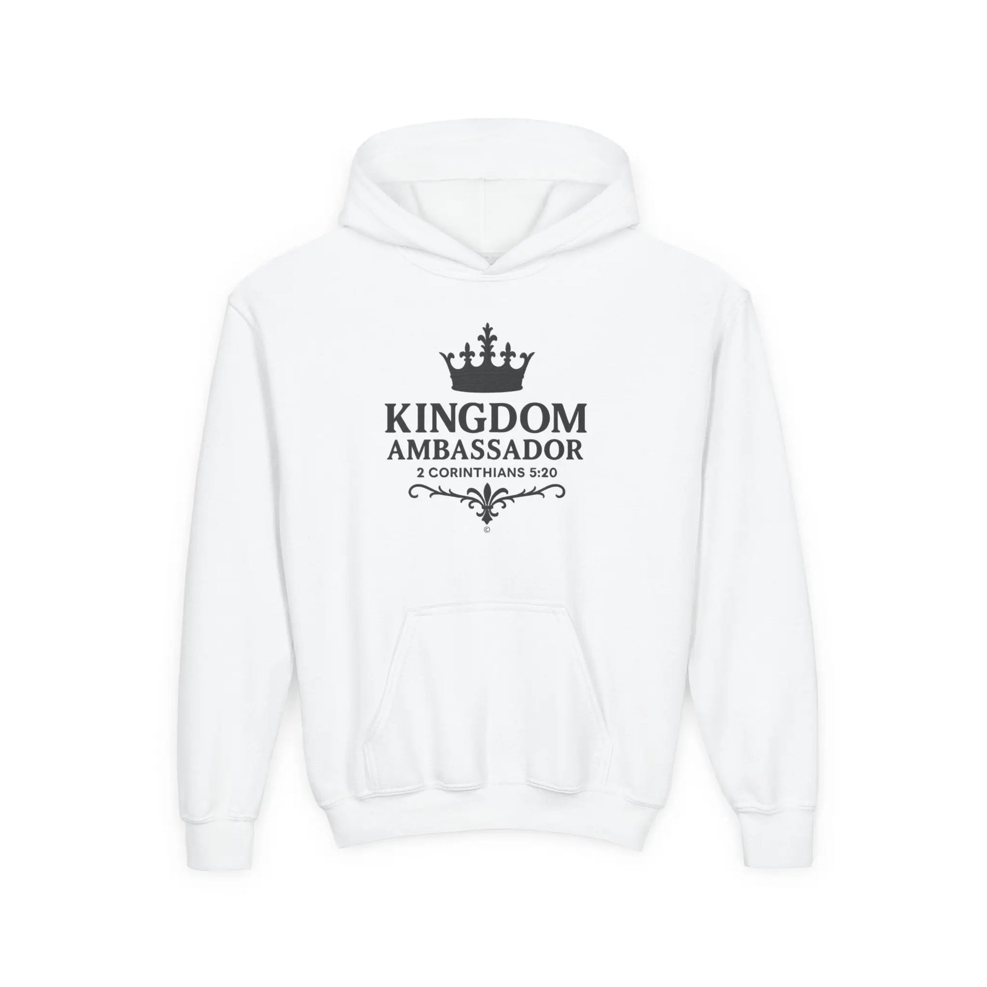 Kingdom Ambassador Youth Hoodie, Inspirational Sweatshirt for Kids, Bible Verse Apparel, Perfect Gift for Young Believers, Comfortable [...] - Cross Apparel USA