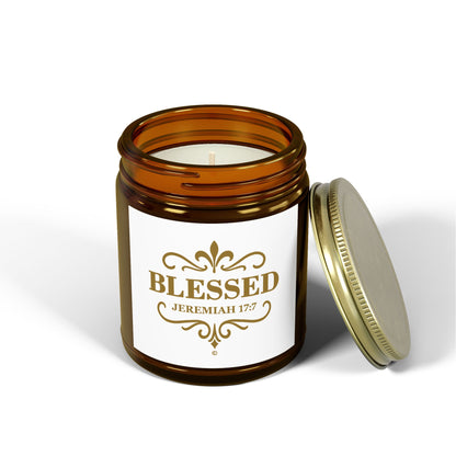 Blessed (Gold Lettering) Scented Candle - Coconut Apricot Wax, Inspirational Home Decor, Gifts for Believers, Relaxation