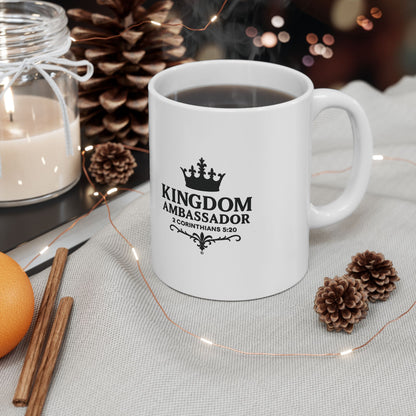 Kingdom Ambassador (Black Lettering) Ceramic Mug, Inspirational Gift, Coffee Cup for Faith, Gift of Believers, Devotional Drinkware (11oz, 15oz)