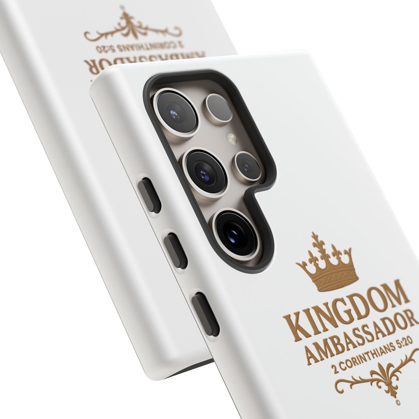 Kingdom Ambassador (Gold Lettering) Rugged Phone Case, Inspirational Mobile Cover, Gift for Faith Lovers, Faith-Based Protector