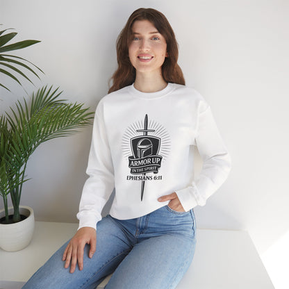 Armor Up (Black Lettering) Unisex Crewneck Sweatshirt - Inspirational Gift, Christian Apparel, Faith-Based Fashion, Cozy Casual Wear, Bible Verse Sweatshirt
