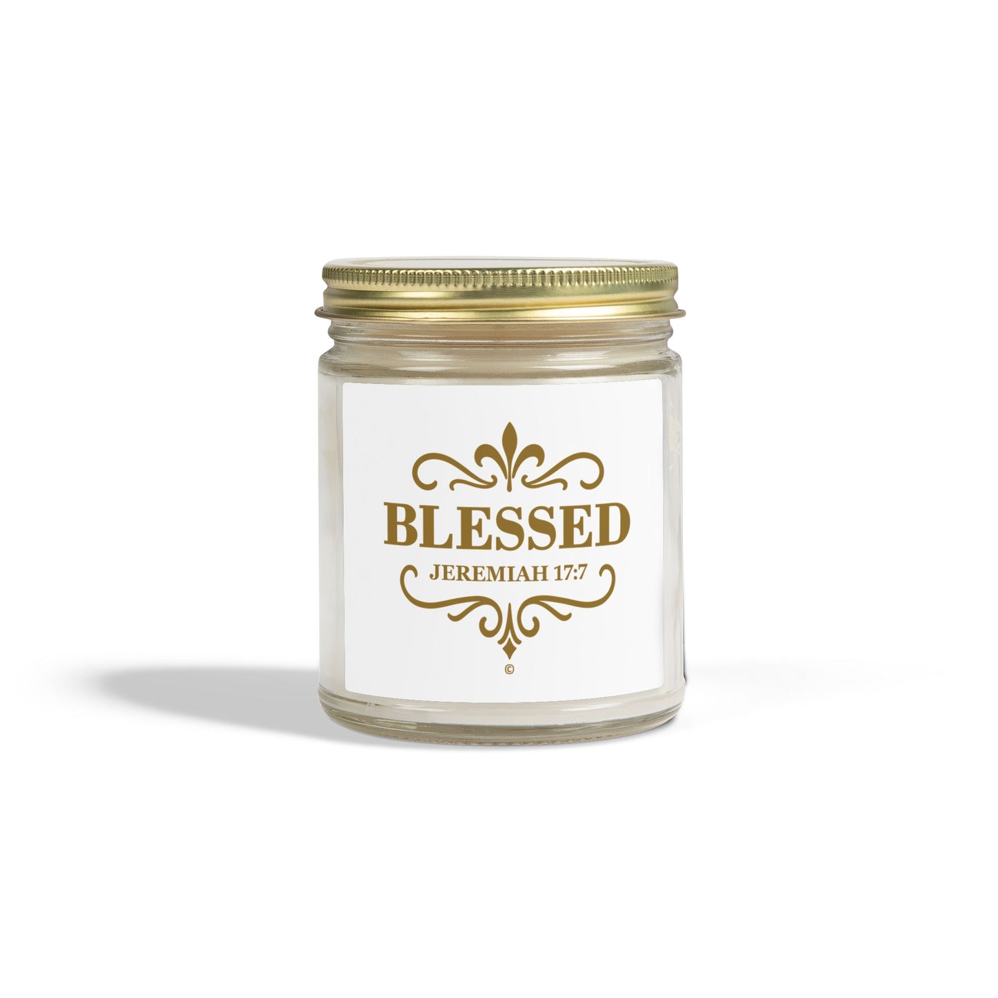 Blessed (Gold Lettering) Scented Candle - Coconut Apricot Wax, Inspirational Home Decor, Gifts for Believers, Relaxation