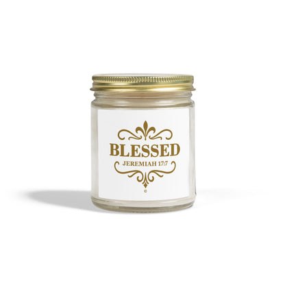 Blessed (Gold Lettering) Scented Candle - Coconut Apricot Wax, Inspirational Home Decor, Gifts for Believers, Relaxation