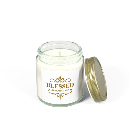 Blessed (Gold Lettering) Scented Candle - Coconut Apricot Wax, Inspirational Home Decor, Gifts for Believers, Relaxation