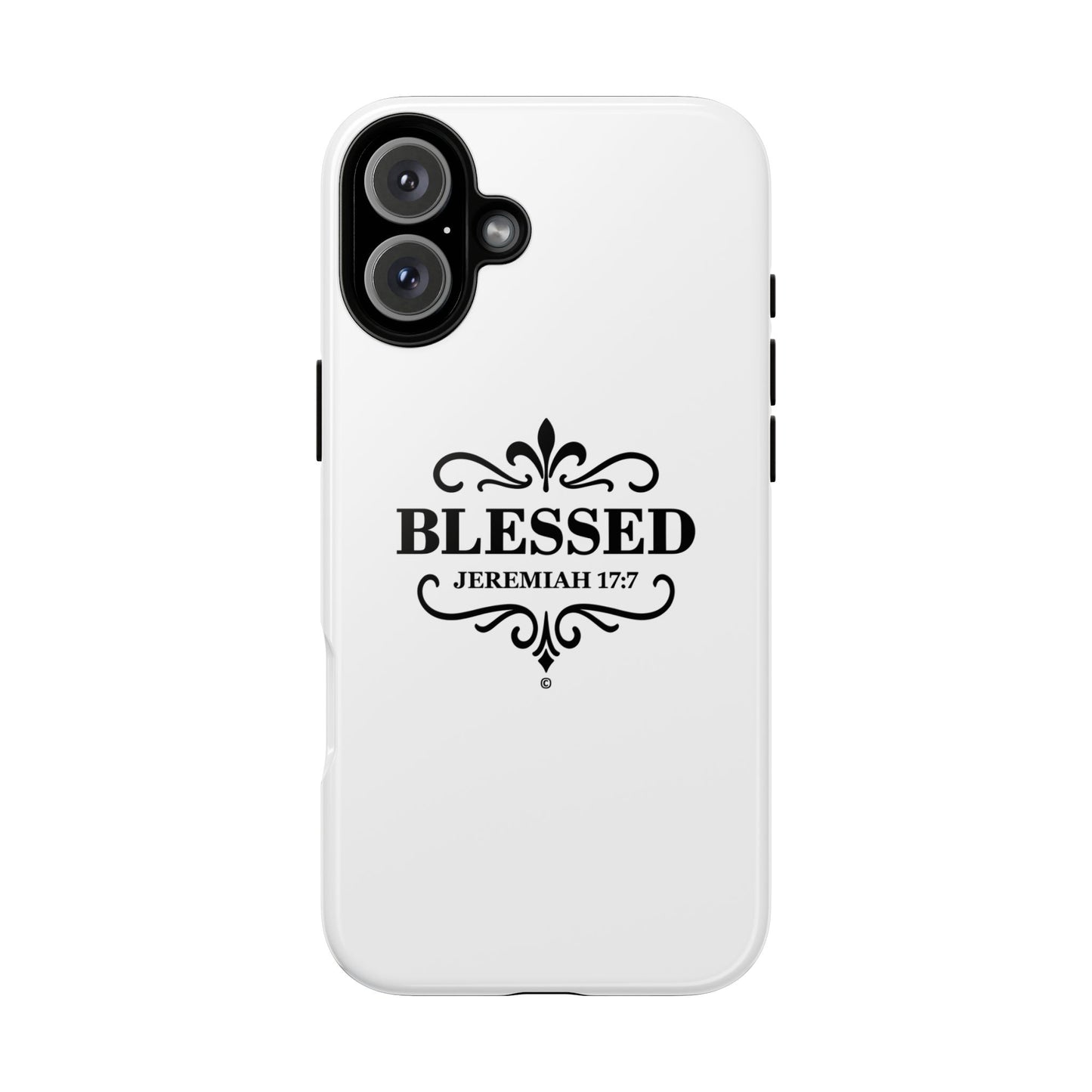 Blessed (Black Lettering), Rugged Phone Case, Inspirational Mobile Cover, Gift for Faith Lovers, Faith-Based Protector