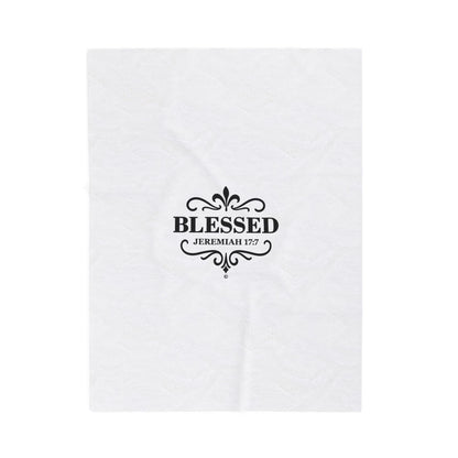 Blessed (Black Lettering) Plush Blanket, Inspirational Home Decor (50x60 size pictured)