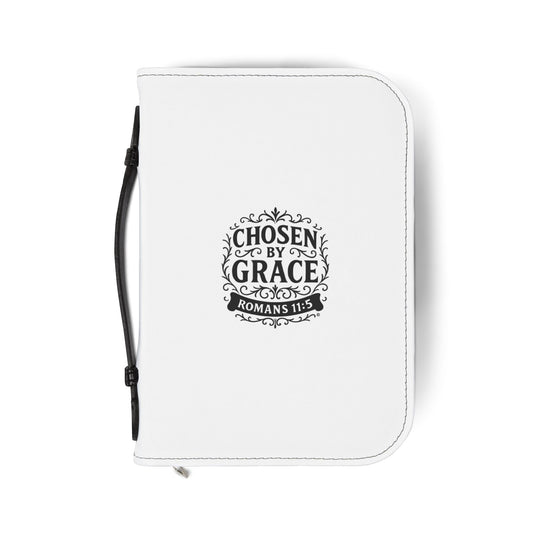 Chosen by Grace (Black Lettering) Inspirational Bible Cover, Gift for Believers, Faith-Based Book Cover - Cross Apparel USA