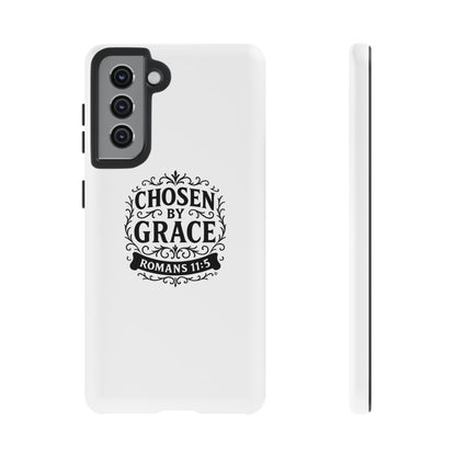 Chosen by Grace (Black Lettering), Rugged Phone Case, Inspirational Mobile Cover, Gift for Faith Lovers, Faith-Based Protector