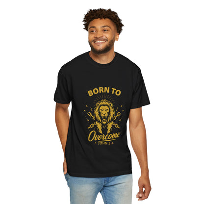Born to Overcome (Gold Lettering) Unisex Apparel Clothing Tee T-shirt Relaxed Fit Shirt
