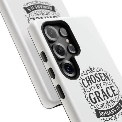 Chosen by Grace (Black Lettering), Rugged Phone Case, Inspirational Mobile Cover, Gift for Faith Lovers, Faith-Based Protector