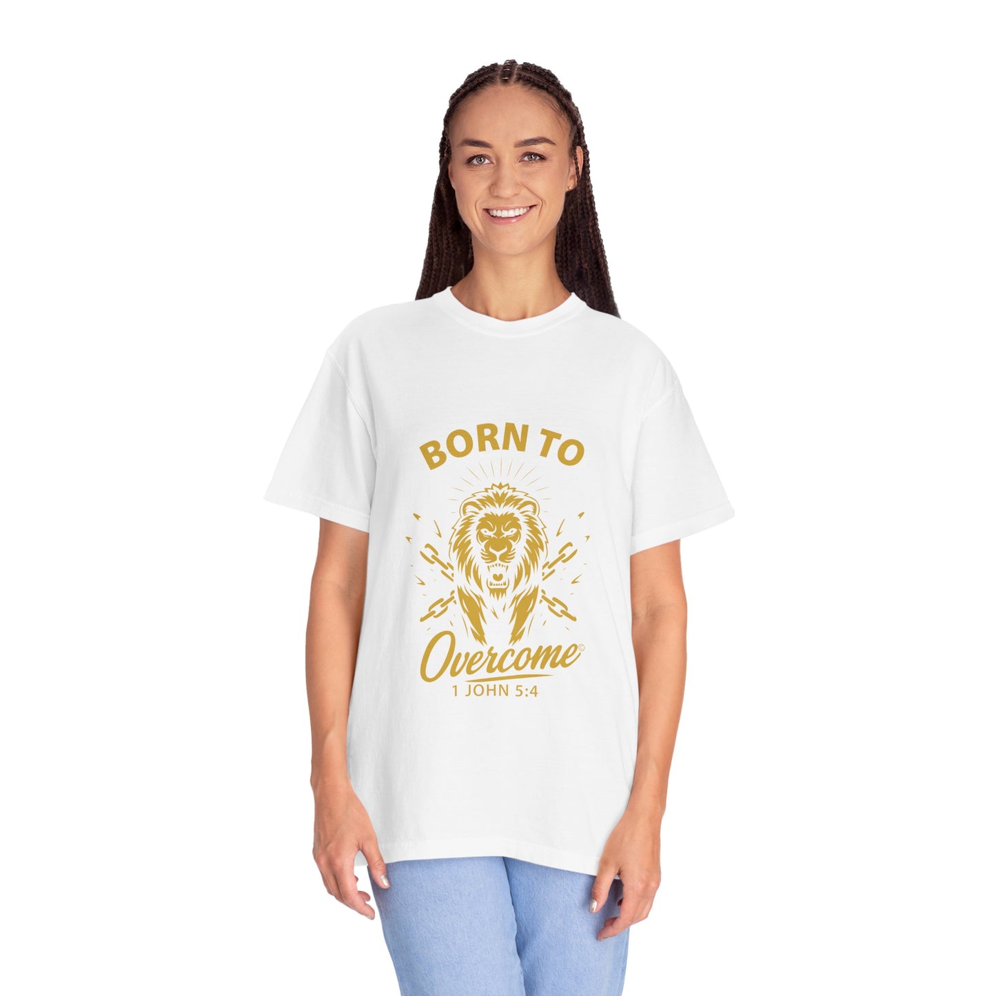 Born to Overcome (Gold Lettering) Unisex Apparel Clothing Tee T-shirt Relaxed Fit Shirt