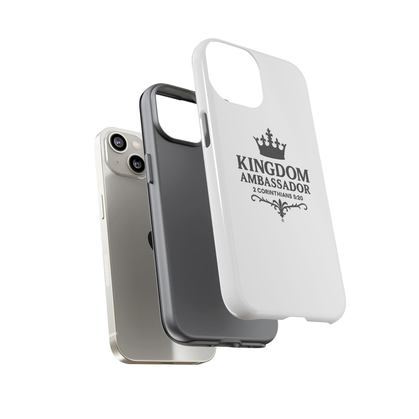 Kingdom Ambassador (Black Lettering) Rugged Phone Case, Inspirational Mobile Cover, Gift for Faith Lovers, Faith-Based Protector