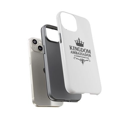 Kingdom Ambassador (Black Lettering) Rugged Phone Case, Inspirational Mobile Cover, Gift for Faith Lovers, Faith-Based Protector