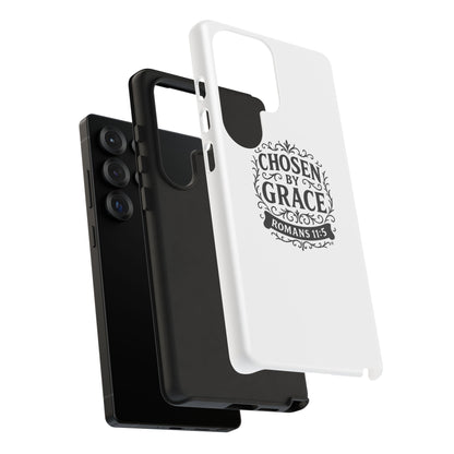 Chosen by Grace (Black Lettering), Rugged Phone Case, Inspirational Mobile Cover, Gift for Faith Lovers, Faith-Based Protector