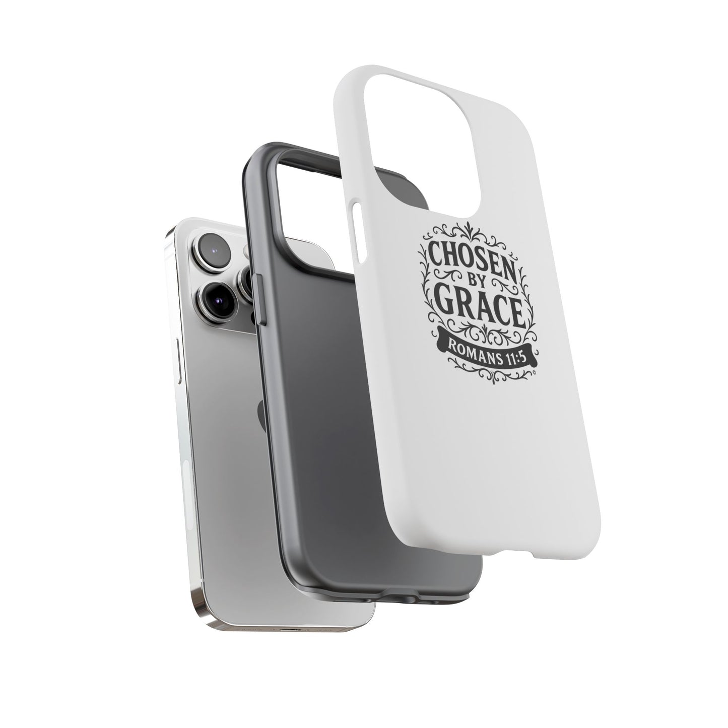 Chosen by Grace (Black Lettering), Rugged Phone Case, Inspirational Mobile Cover, Gift for Faith Lovers, Faith-Based Protector