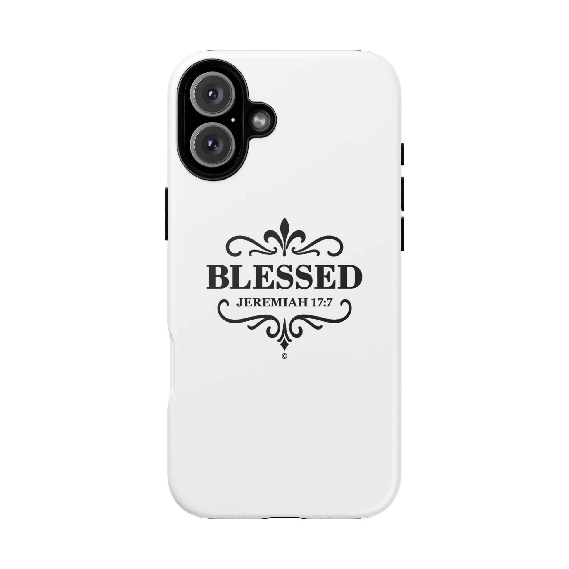 Blessed (Black Lettering), Rugged Phone Case, Inspirational Mobile Cover, Gift for Faith Lovers, Faith-Based Protector - Cross Apparel USA