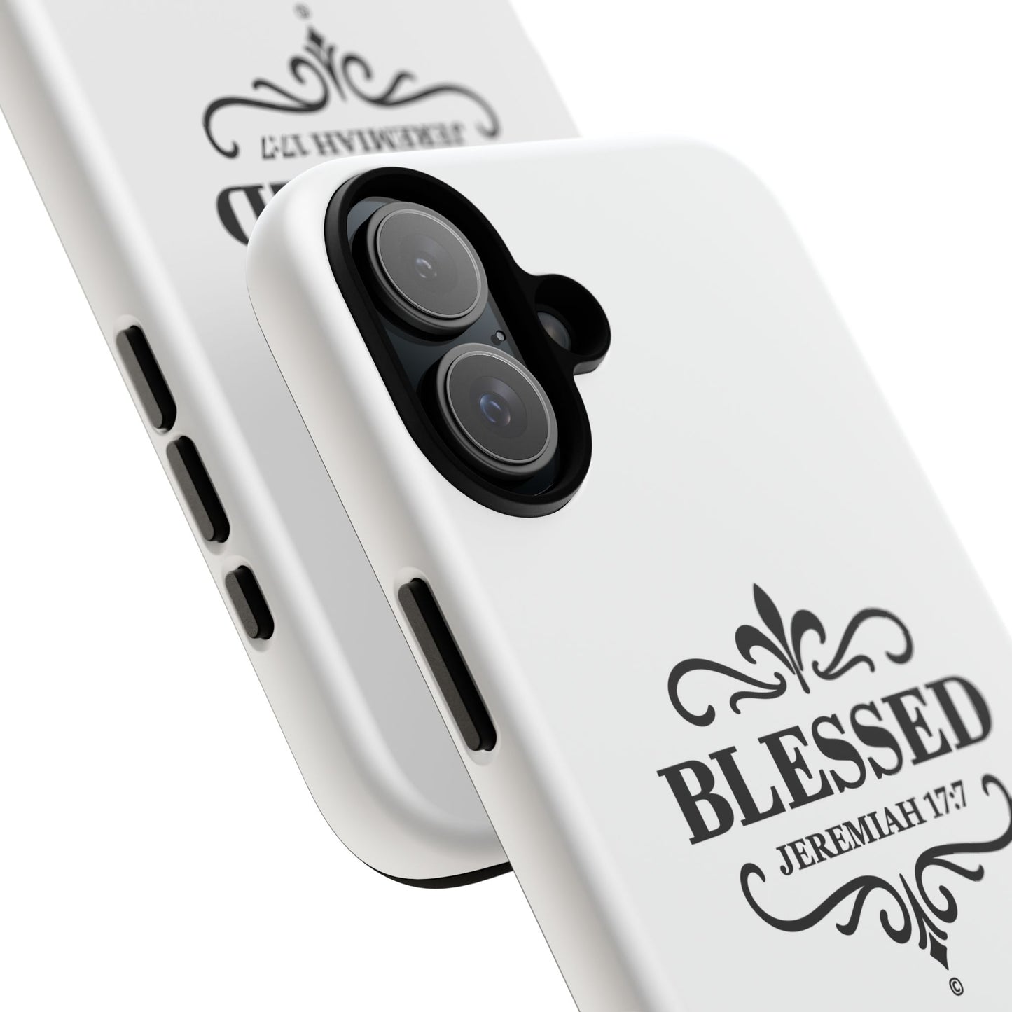Blessed (Black Lettering), Rugged Phone Case, Inspirational Mobile Cover, Gift for Faith Lovers, Faith-Based Protector - Cross Apparel USA