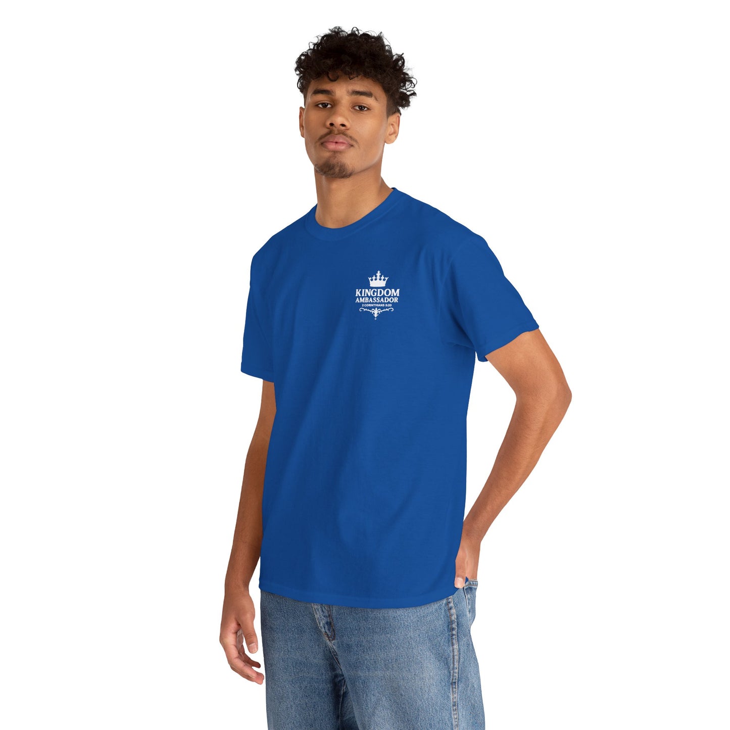 Kingdom Ambassador (White Lettering) T‑Shirt Tee Clothing Apparel (Smaller Design on from Large Design on Back)