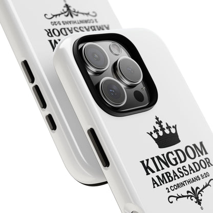 Kingdom Ambassador (Black Lettering) Rugged Phone Case, Inspirational Mobile Cover, Gift for Faith Lovers, Faith-Based Protector