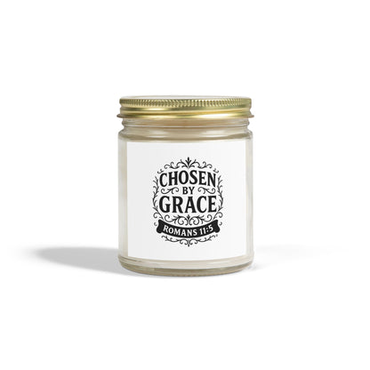 Chosen by Grace (Black Lettering) Scented Candle - Coconut Apricot Wax, Inspirational Home Decor, Relaxation, Gifts for Believers