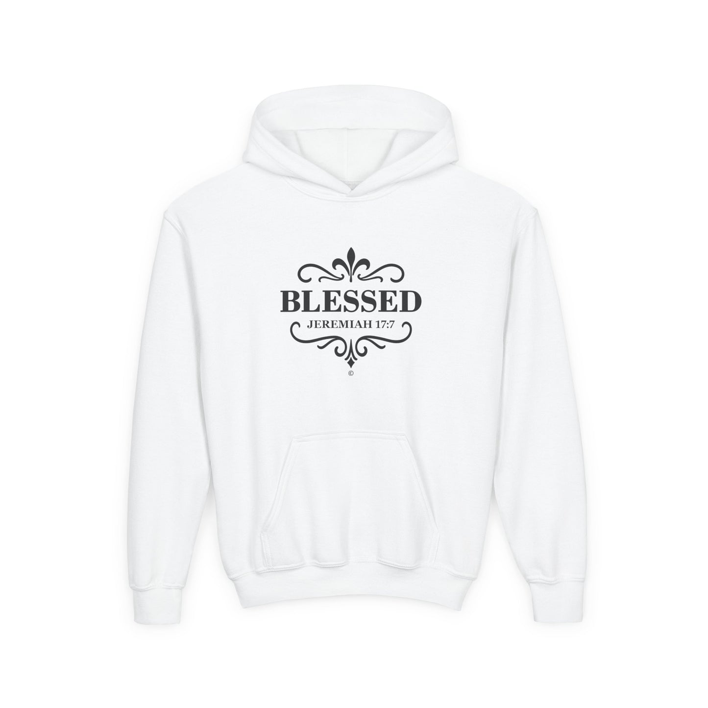 Blessed (Black Lettering) Youth Heavy Blend Hooded Sweatshirt