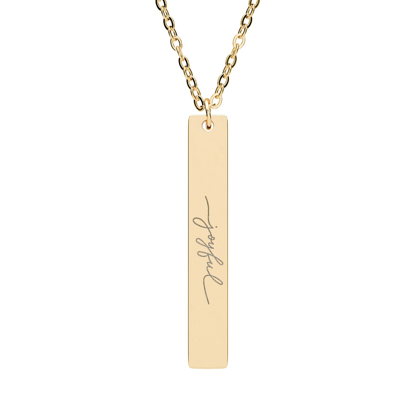 Joyful Engraved Vertical Bar Necklace