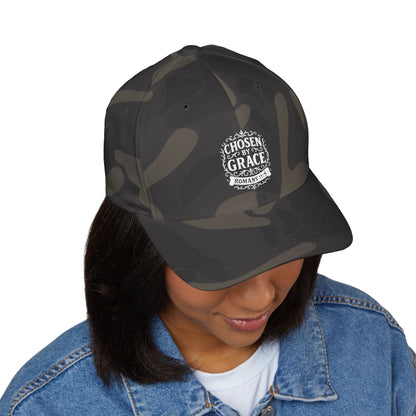 Chosen by Grace (White Lettering) Embroidered Cap - Stylish Flex Fit Closed-Back Hat, Perfect for Events, Gifts, and Celebrations