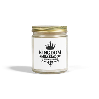 Kingdom Ambassador (Black Lettering) Scented Candle - Coconut Apricot Wax, Inspirational Home Decor, Gifts for Believers, Relaxation
