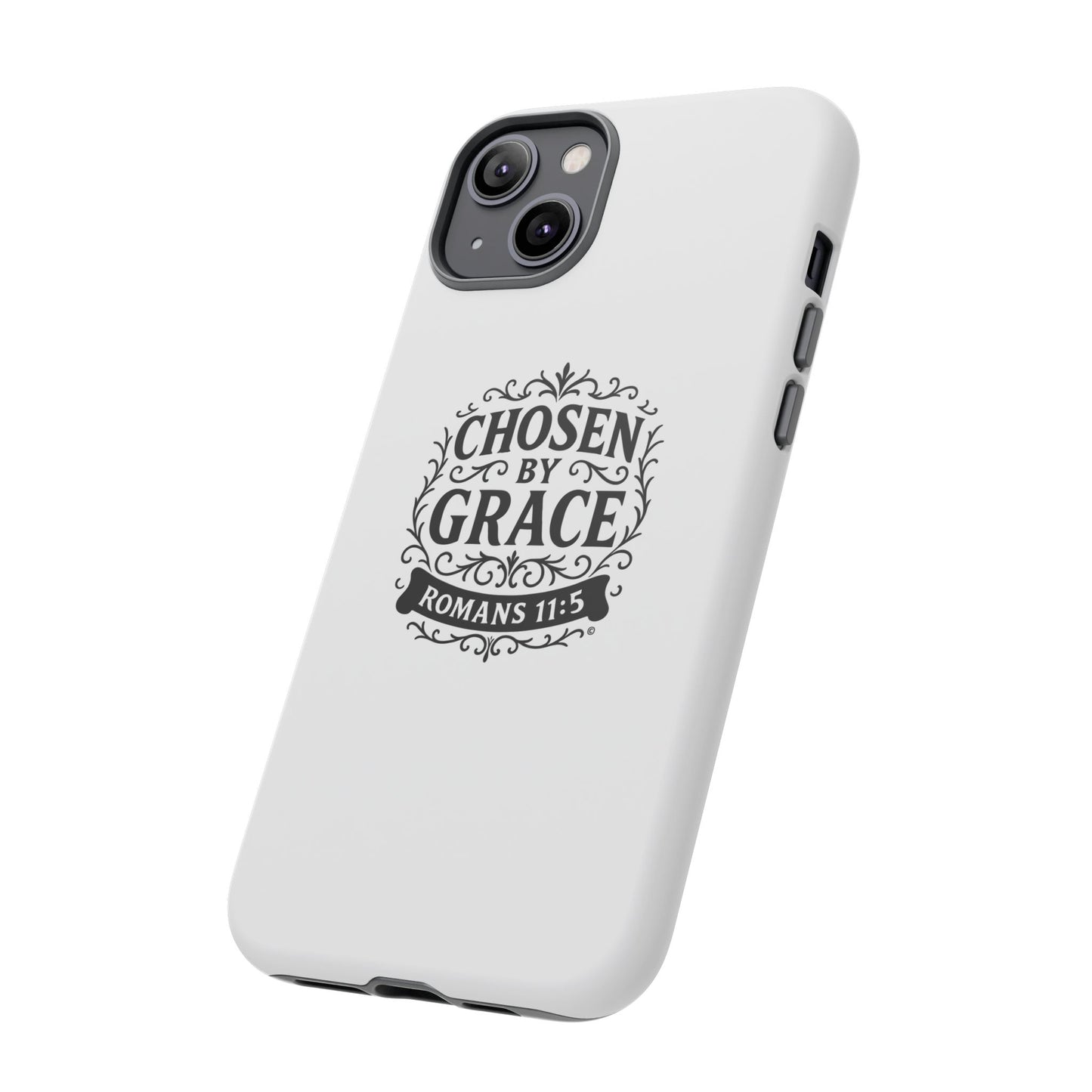 Chosen by Grace (Black Lettering), Rugged Phone Case, Inspirational Mobile Cover, Gift for Faith Lovers, Faith-Based Protector