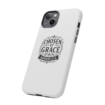 Chosen by Grace (Black Lettering), Rugged Phone Case, Inspirational Mobile Cover, Gift for Faith Lovers, Faith-Based Protector