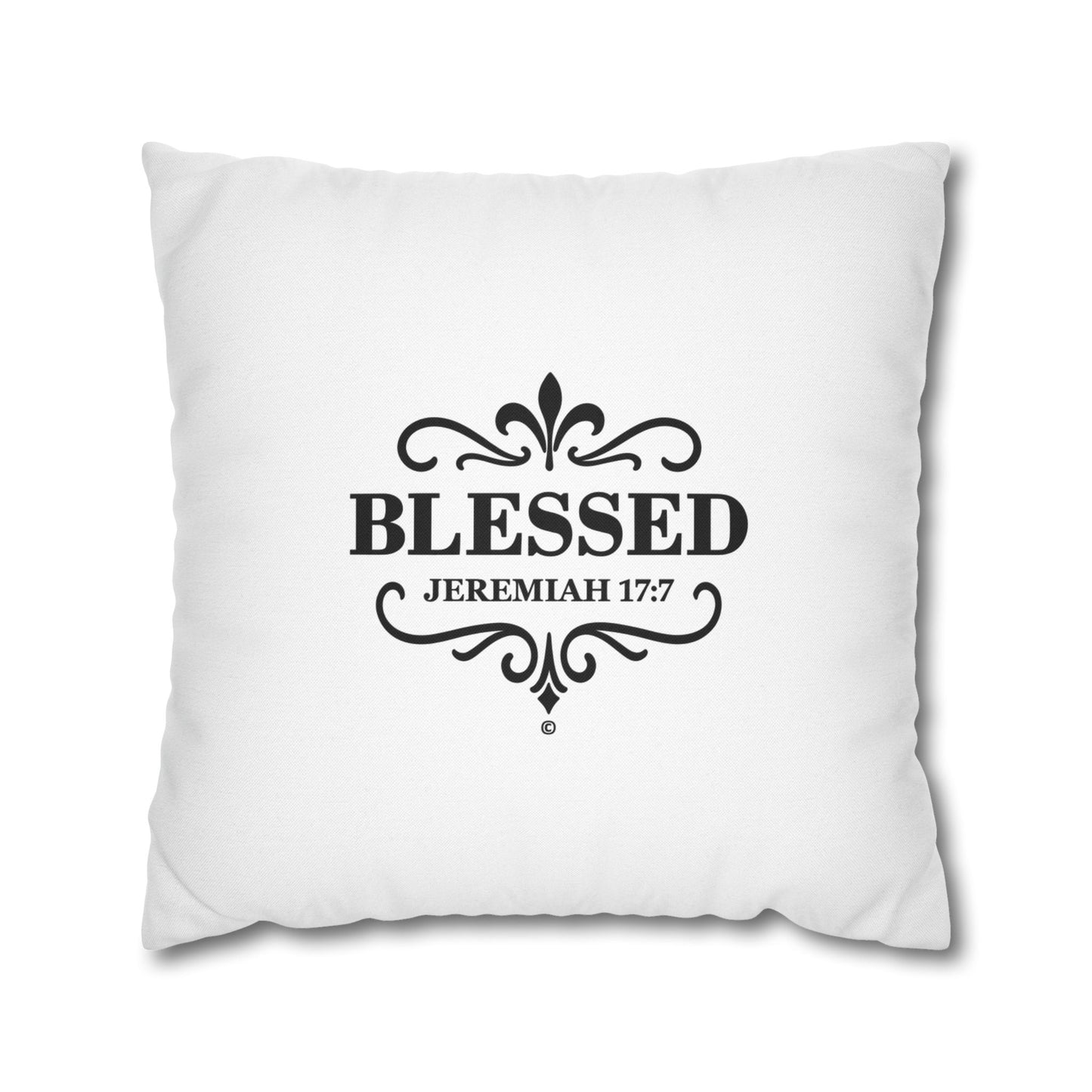 Blessed (Black Lettering) Square Pillow Cover | Inspirational Home Decor | Gifts for Faith (Pillow not included)