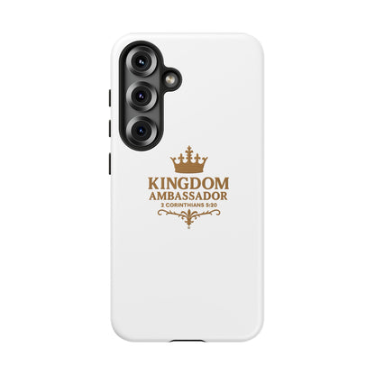 Kingdom Ambassador (Gold Lettering) Rugged Phone Case, Inspirational Mobile Cover, Gift for Faith Lovers, Faith-Based Protector