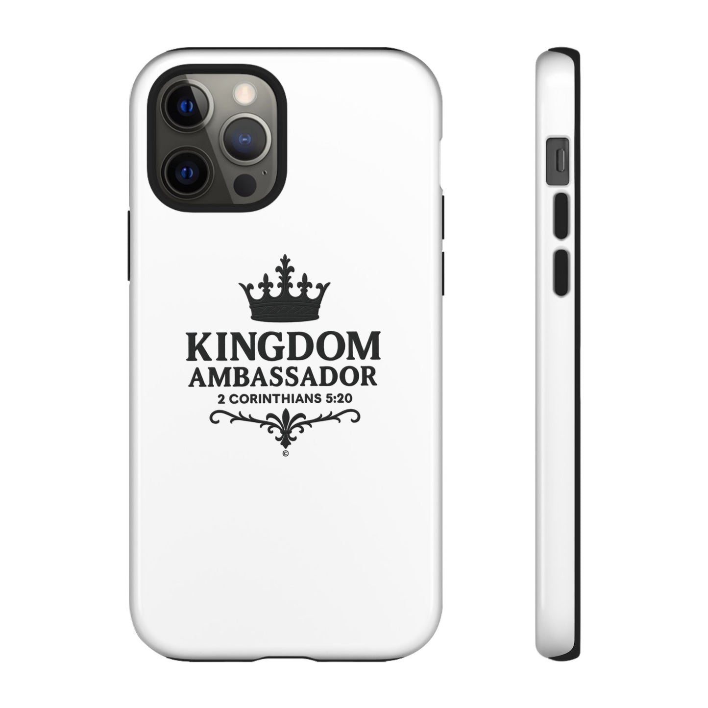 Kingdom Ambassador (Black Lettering) Rugged Phone Case, Inspirational Mobile Cover, Gift for Faith Lovers, Faith-Based Protector