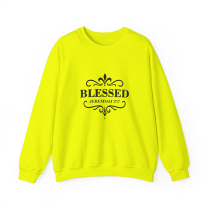 Blessed (Black Lettering) Unisex Crewneck Sweatshirt - Inspirational Gift, Christian Apparel, Faith-Based Fashion, Cozy Casual Wear, Bible Verse Sweatshirt