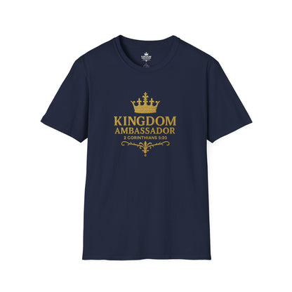 Kingdom Ambassador (Gold Lettering) T-Shirt | Unisex Softstyle Tee for Faith, Community Events, Gifts for Believers