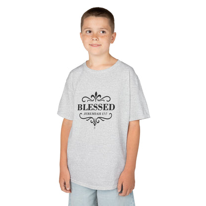 Blessed (Black Lettering) Kids Tee, Faith-based Inspirational Apparel, Gift for Believers, Youth Fashion, Bible Verse Shirt, Meaningful Gift