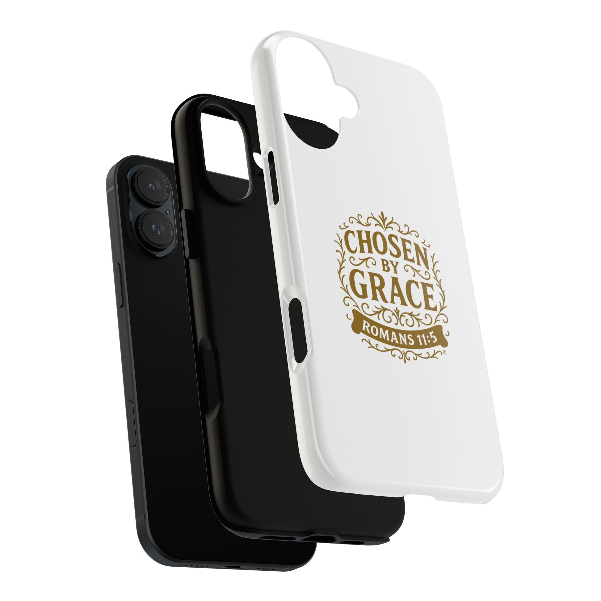 Chosen by Grace (Gold Lettering), Rugged Phone Case, Inspirational Mobile Cover, Gift for Faith Lovers, Faith-Based Protector - Cross Apparel USA