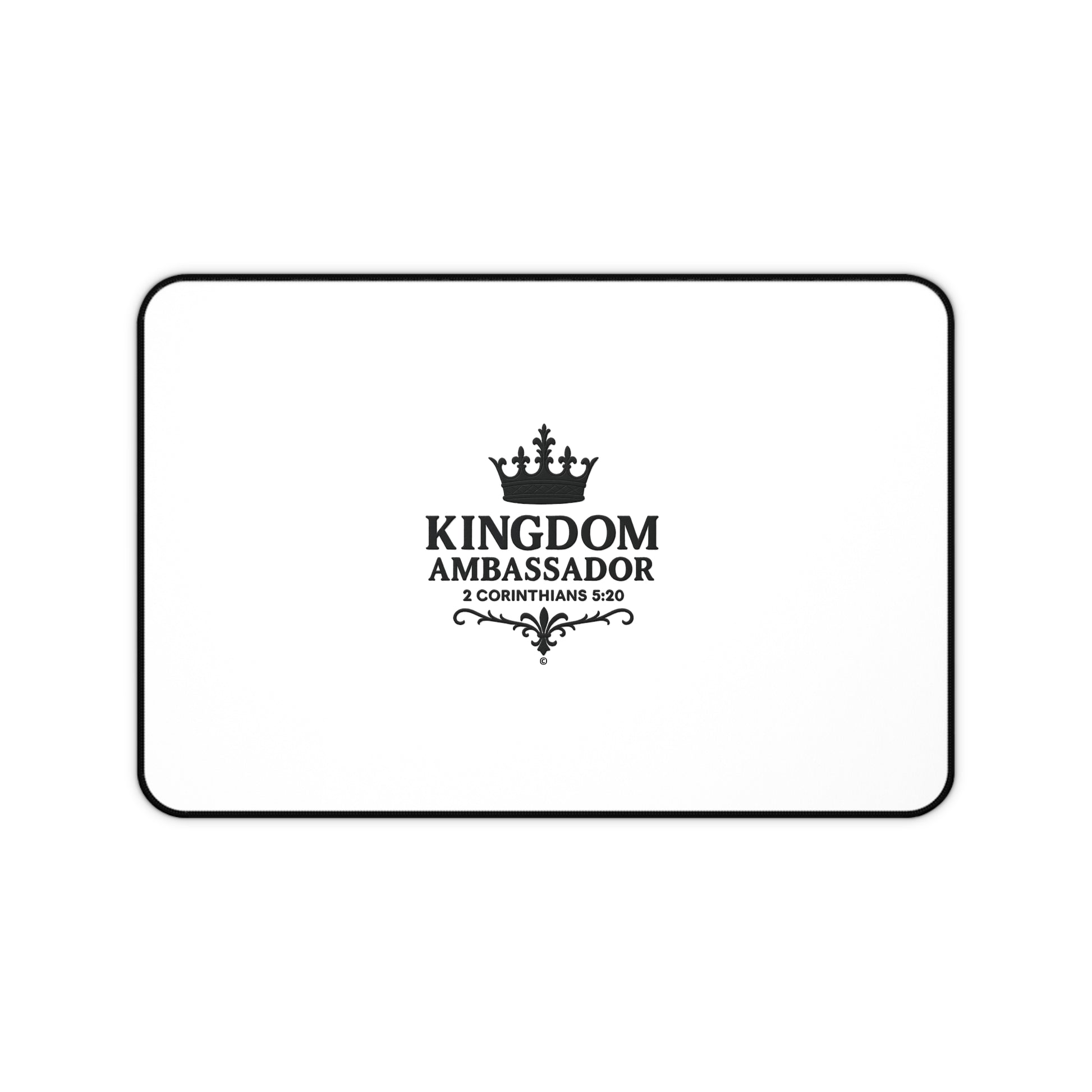 Kingdom Ambassador (Black Lettering) Desk Mat - Inspirational Office Decor, Christian Gift, Desk Accessory, Motivational Workspace - Cross Apparel USA