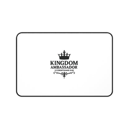Kingdom Ambassador (Black Lettering) Desk Mat - Inspirational Office Decor, Christian Gift, Desk Accessory, Motivational Workspace - Cross Apparel USA