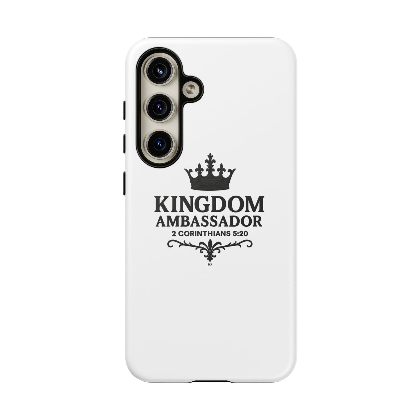 Kingdom Ambassador (Black Lettering) Rugged Phone Case, Inspirational Mobile Cover, Gift for Faith Lovers, Faith-Based Protector