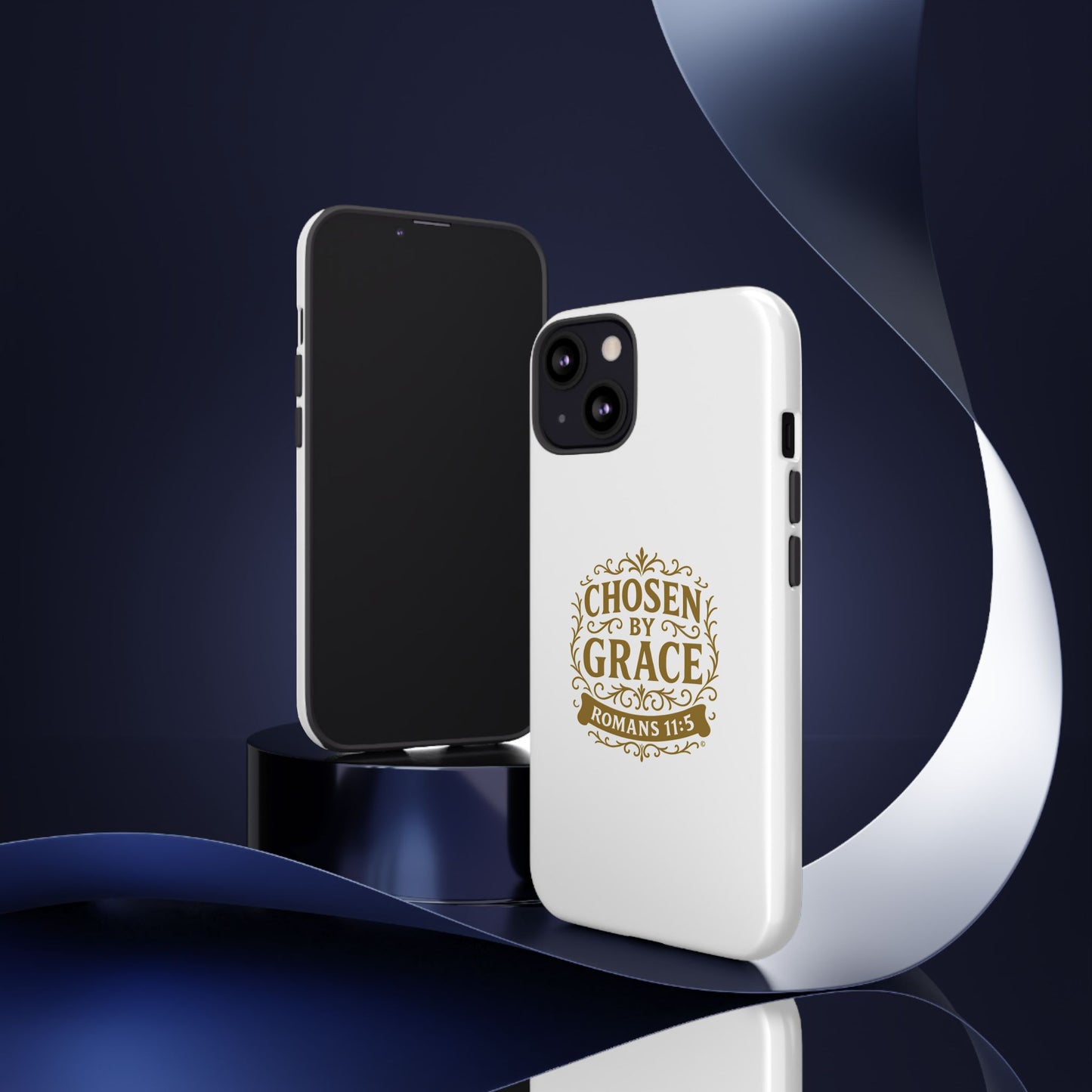Chosen by Grace (Gold Lettering), Rugged Phone Case, Inspirational Mobile Cover, Gift for Faith Lovers, Faith-Based Protector