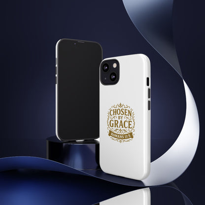 Chosen by Grace (Gold Lettering), Rugged Phone Case, Inspirational Mobile Cover, Gift for Faith Lovers, Faith-Based Protector
