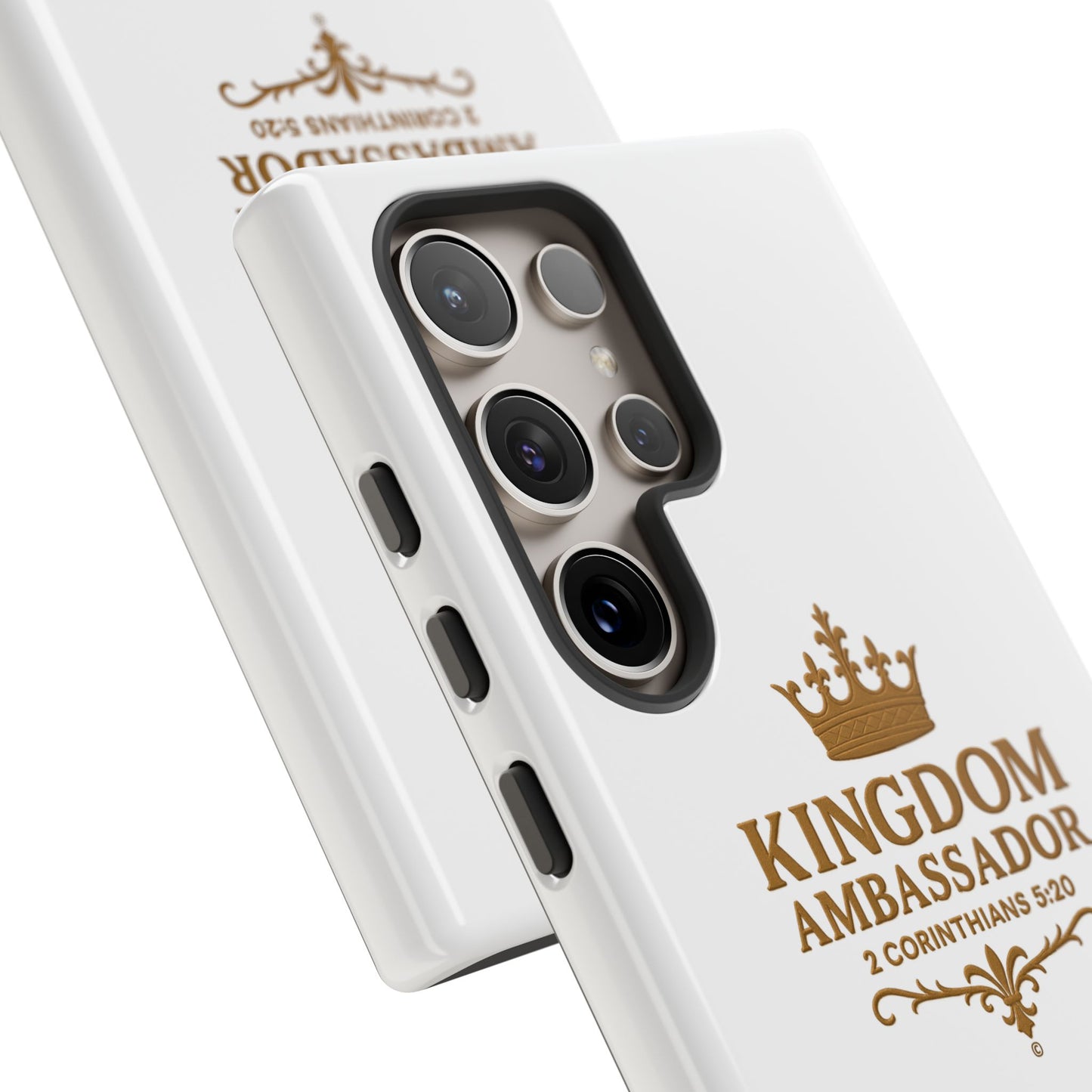 Kingdom Ambassador (Gold Lettering) Rugged Phone Case, Inspirational Mobile Cover, Gift for Faith Lovers, Faith-Based Protector