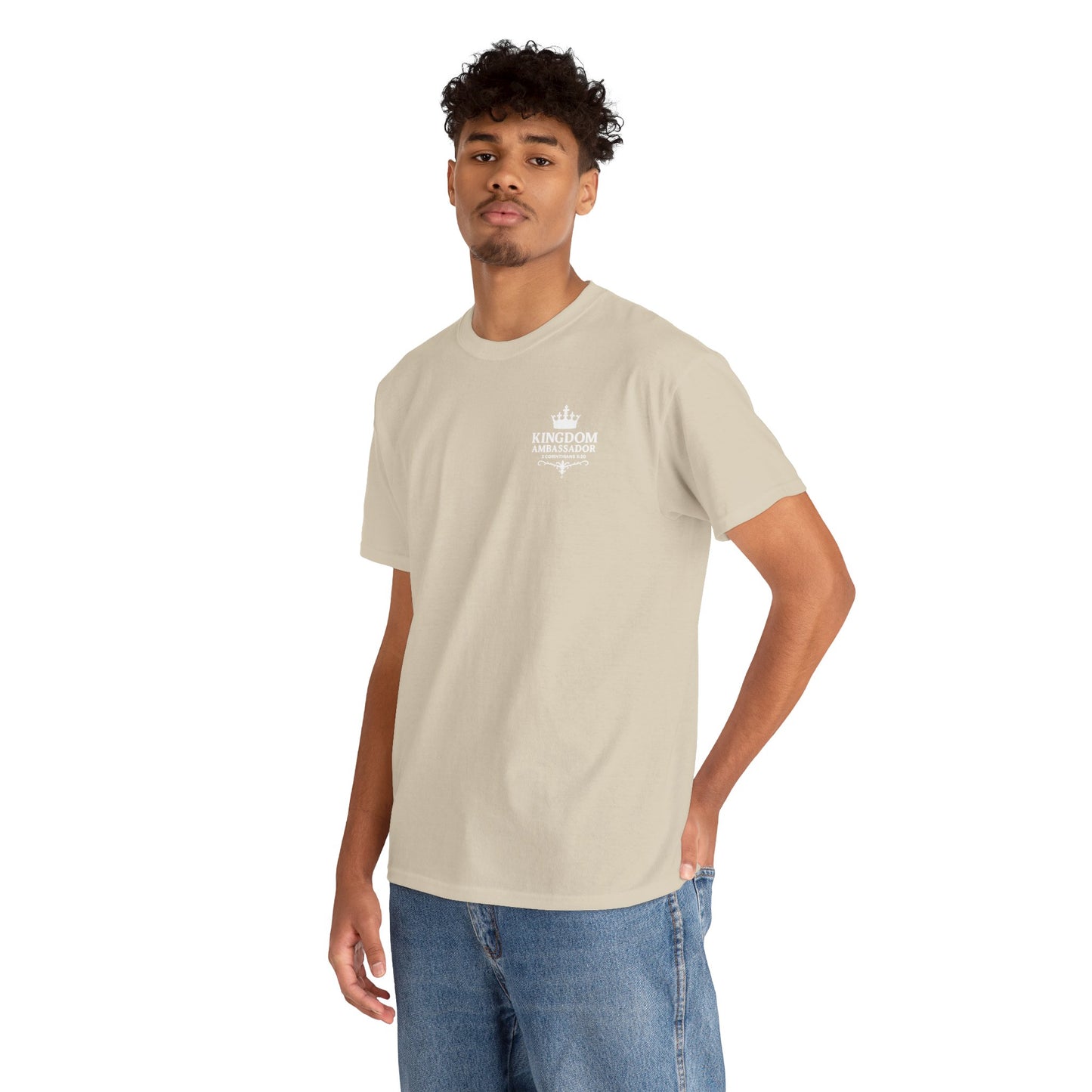 Kingdom Ambassador (White Lettering) T‑Shirt Tee Clothing Apparel (Smaller Design on from Large Design on Back)