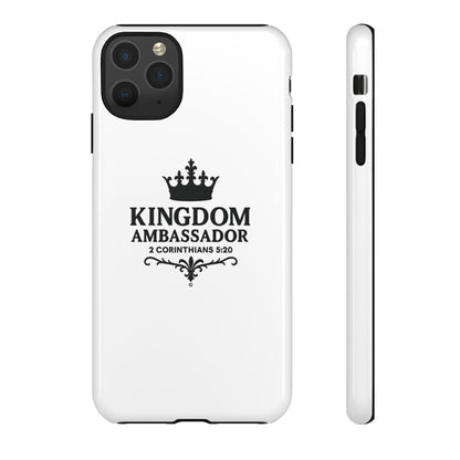 Kingdom Ambassador (Black Lettering) Rugged Phone Case, Inspirational Mobile Cover, Gift for Faith Lovers, Faith-Based Protector
