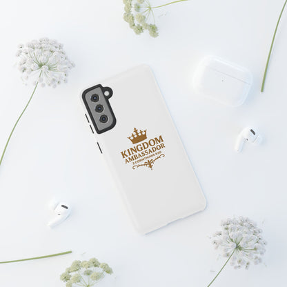 Kingdom Ambassador (Gold Lettering) Rugged Phone Case, Inspirational Mobile Cover, Gift for Faith Lovers, Faith-Based Protector
