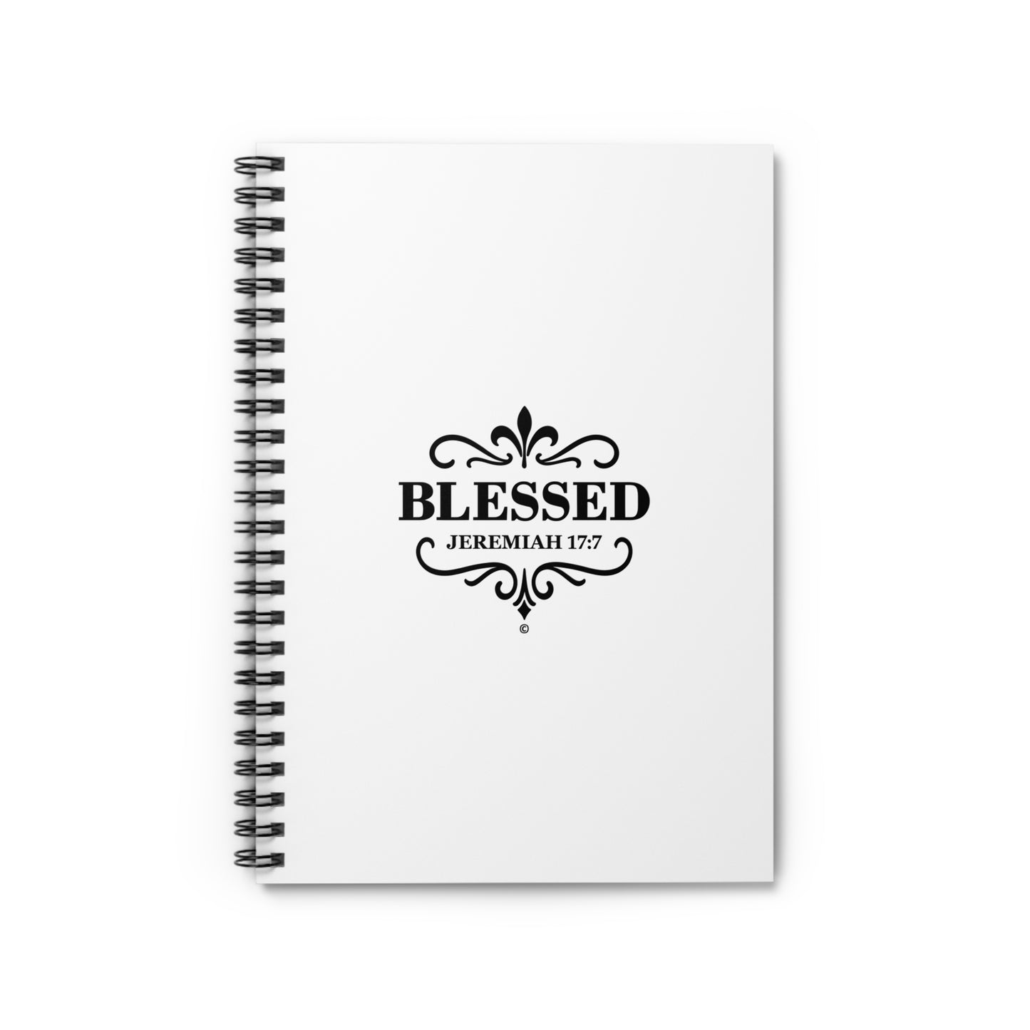 Blessed (Black Lettering) Inspirational Spiral Notebook, Christian Journal, Bible Study Supplies, Faith Gift, Daily Planner