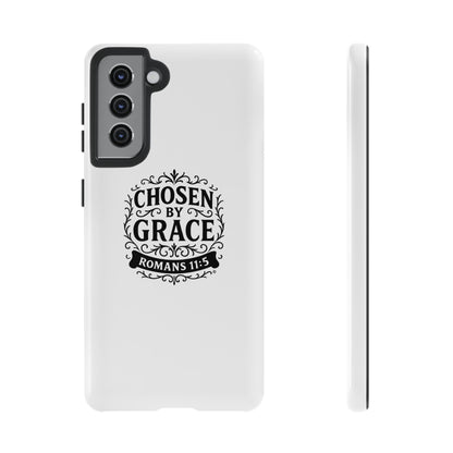 Chosen by Grace (Black Lettering), Rugged Phone Case, Inspirational Mobile Cover, Gift for Faith Lovers, Faith-Based Protector