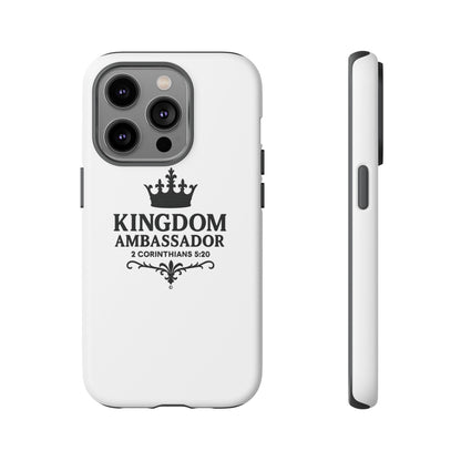 Kingdom Ambassador (Black Lettering) Rugged Phone Case, Inspirational Mobile Cover, Gift for Faith Lovers, Faith-Based Protector